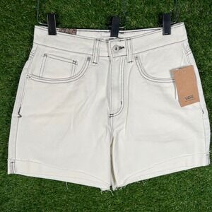 Vans Jennifer Shorti White Denim Shorts Contrast Stitch Raw Hem Size 27 NEW